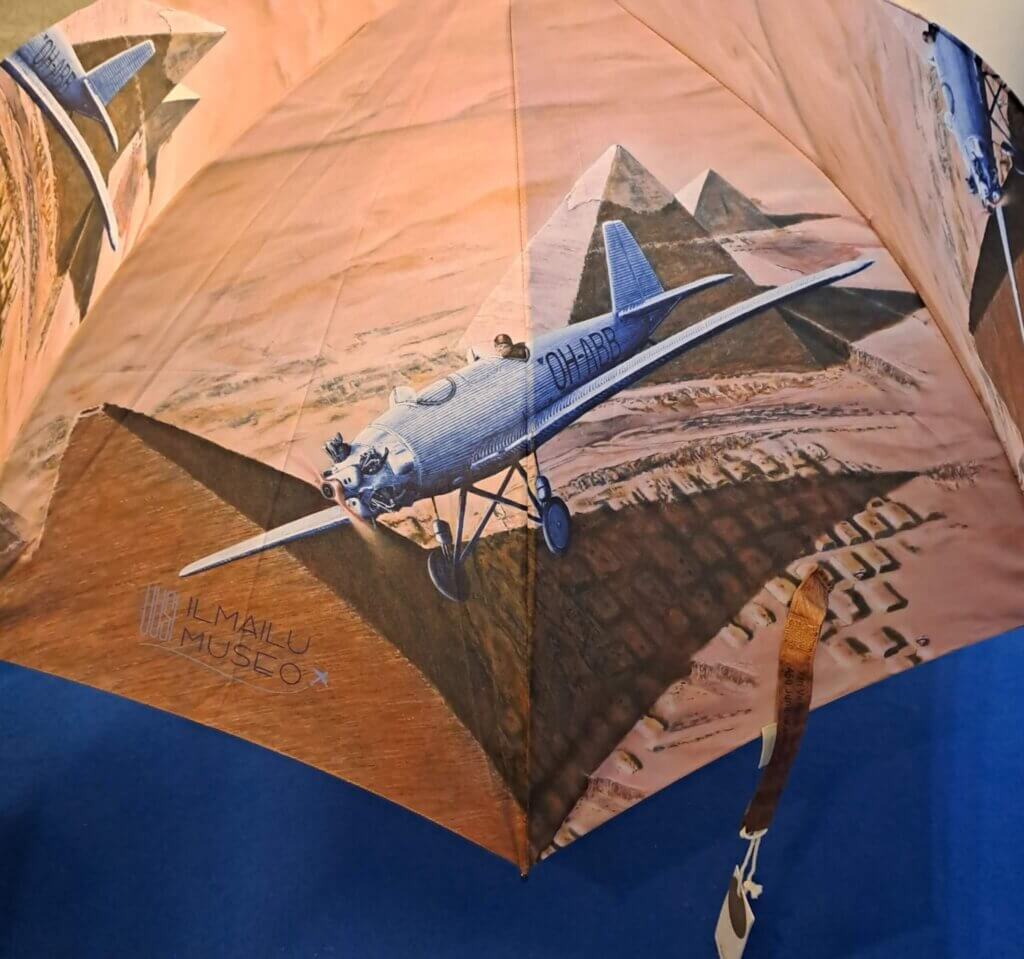 Sateenvarjon kuvitus läheltä kuvattuna.