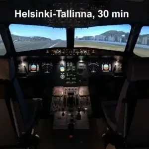 Airbus A320-simulaattorin ohjaamo jäljittelee tarkasti oikean koneen ohjaamoa.