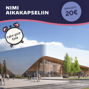 Kuva uudesta Ilmailumuseosta ja teksti "Nimi aikakapseliin".