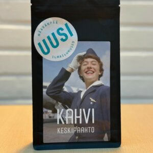 Uusi Ilmailumuseo -tukisarjan kahvipaketti, keskipaahtoinen kahvi.
